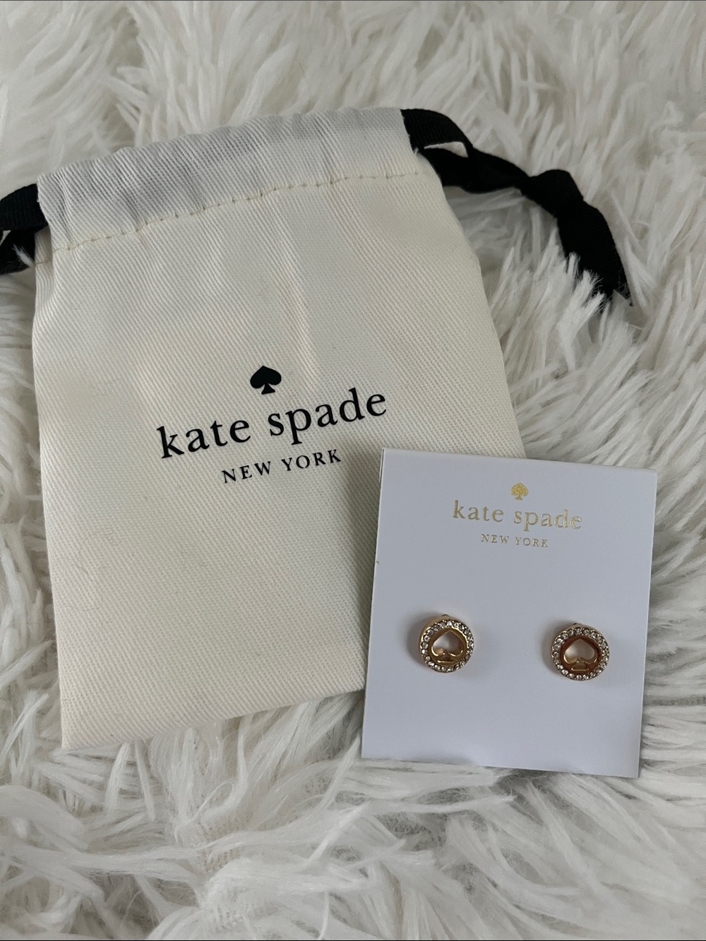 kate spade Gold and Crystal Halo Spade Stud Earrings